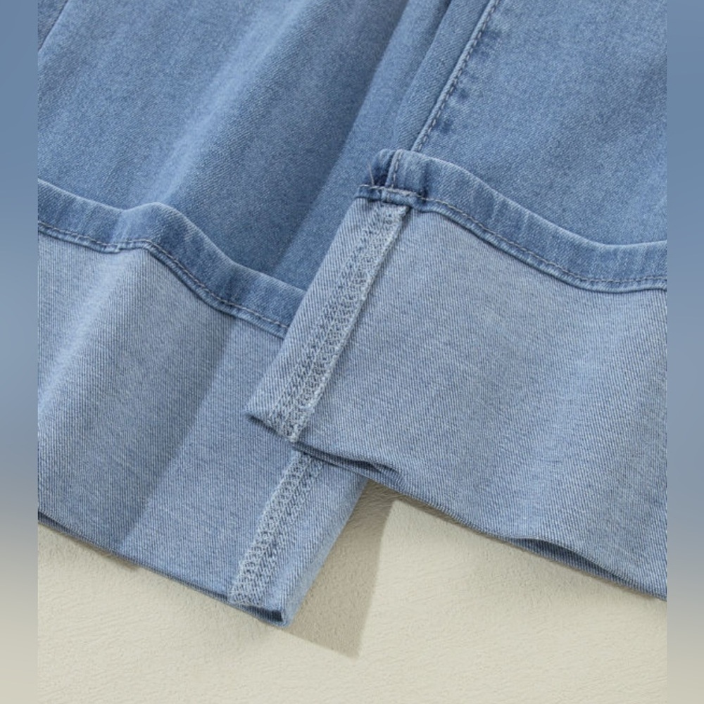 Blue Cuffed Distressed Women Jeans - Picture 5 of 7